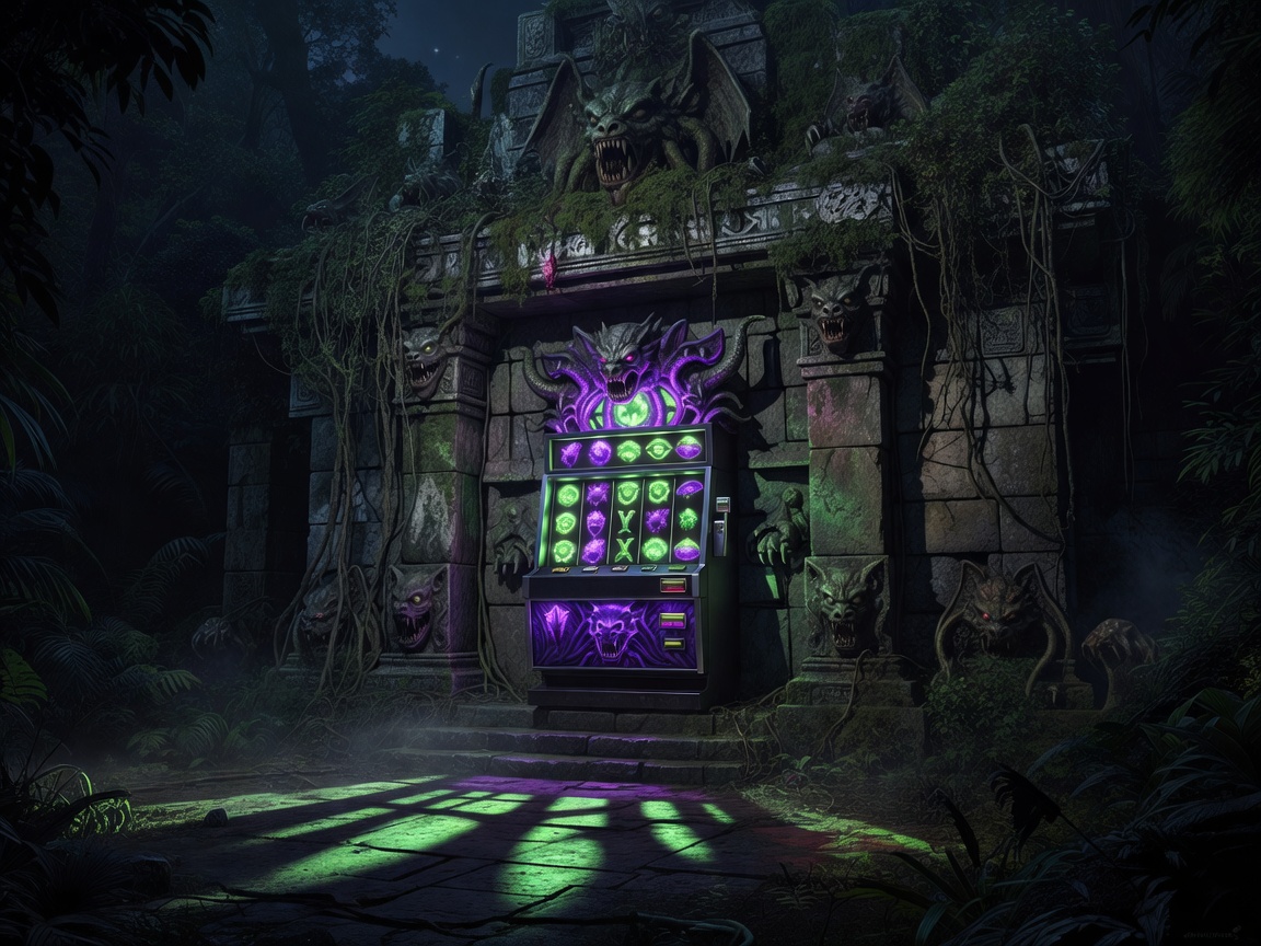 Mysterious monster slot neon glowing layout design visual art